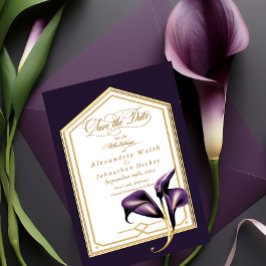 Cartão RSVP Casamento De Script Floral Roxo Elegante Salva A D