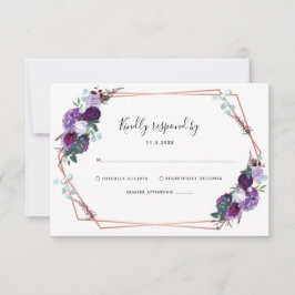Cartão RSVP Casamento de Script Floral Roxo Moderno
