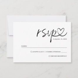 Cartão RSVP Casamento de Script Manuscrito Minimalista Simples