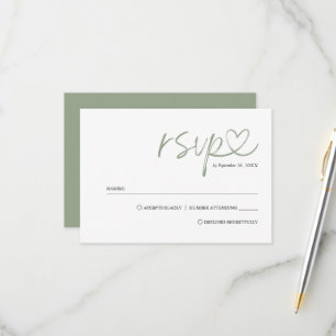 Cartão RSVP Casamento de Script Manuscrito Minimalista Simples