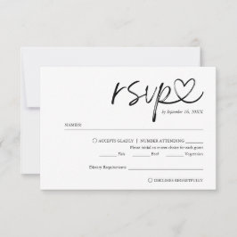 Cartão RSVP Casamento de Script Manuscrito Minimalista Simples