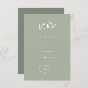 Cartão RSVP Casamento de Script Manuscrito Mínimo de Sage Verd