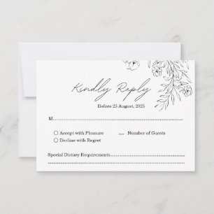 Cartão RSVP Casamento de Script Manuscrito Moderno Minimalista