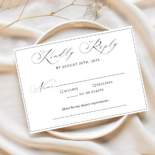 Cartão RSVP Casamento de Script Minimalista Moderno da Caligra