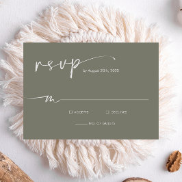 Cartão RSVP Casamento de Script Minimalista Moderno e Verde Sa