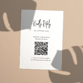 Cartão RSVP Casamento de Script Mínimo com Letra Mão do Código