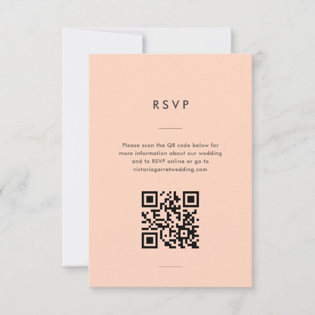Cartão RSVP Casamento de Script Mínimo Moderno de Peach (Frente)
