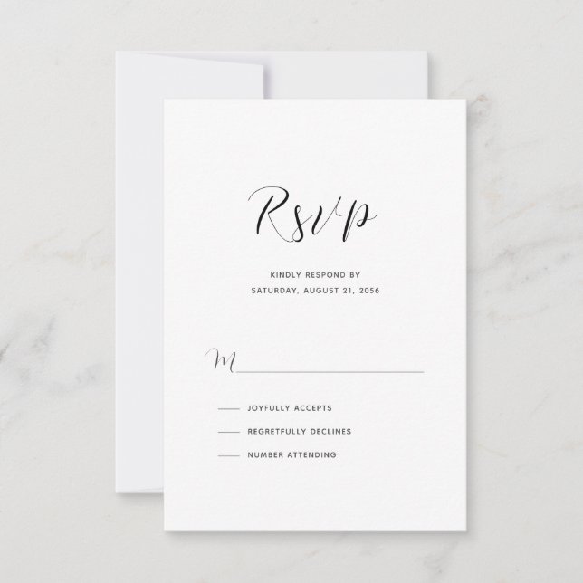 Cartão RSVP Casamento de Script Moderno Elegante (Frente)