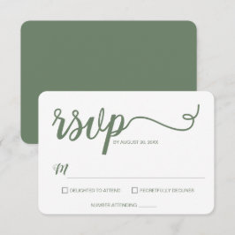 Cartão RSVP Casamento de Script Moderno Minimalista Sage Green