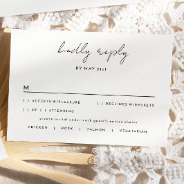 Cartão RSVP Casamento de Script Moderno Simples Branco