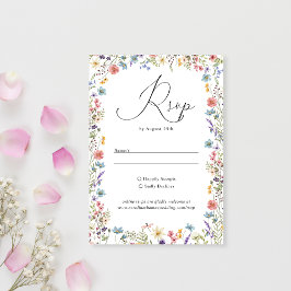 Cartão RSVP Casamento de Script Romântico de Selvagem Selvagem