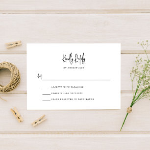 Cartão RSVP Casamento De Script Simples Com Letra Mão