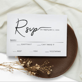 Cartão RSVP Casamento de Script Simples Moderno