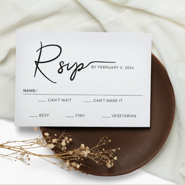 Cartão RSVP Casamento de Script Simples Moderno (Criador carregado)