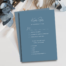 Cartão RSVP Casamento de Script Whimsical Dusty Blue Modern