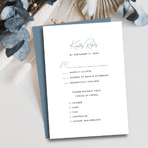 Cartão RSVP Casamento de Script Whimsical Dusty Blue Modern
