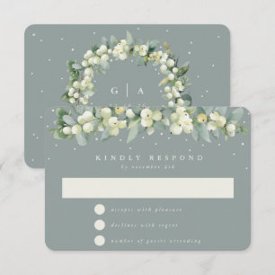 Cartão RSVP Casamento de Seafoam Green Snowberry+Eucalyptus Ga