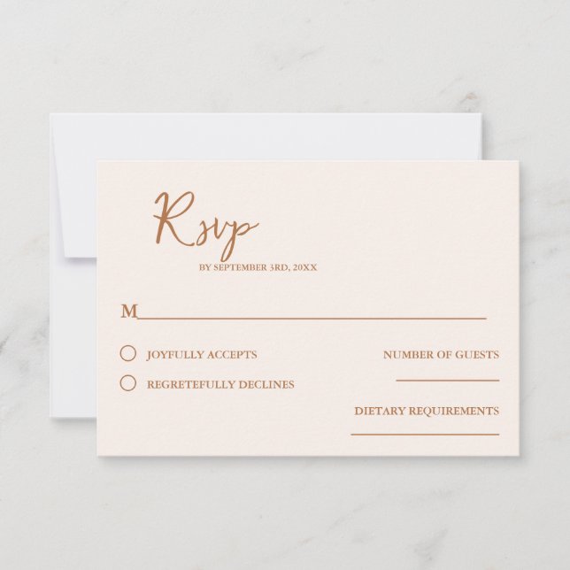 Cartão RSVP Casamento de Sienna Orangehandwrite Script minimal (Frente)
