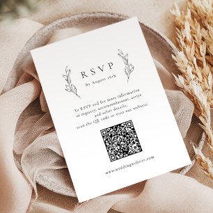 Cartão RSVP Casamento de simples elegância botânica com código