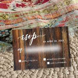 Cartão RSVP Casamento de Solicitação Casual de Madeira Marrom 