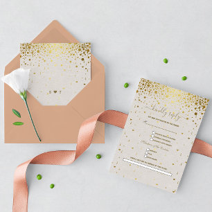 Cartão RSVP Casamento de Solicitação de Música Confetti Dourad