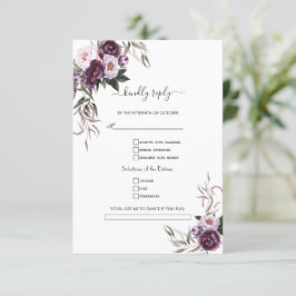 Cartão RSVP Casamento de Solicitação de Música de Flores Roxas