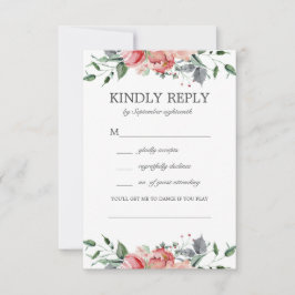 Cartão RSVP Casamento de Solicitação de Música Flor Rosa Eliza