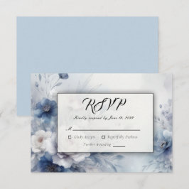 Cartão RSVP Casamento de Suaves Flores Azuis e Névoa de Lavand
