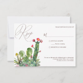 Cartão RSVP Casamento de Succulents no Deserto Elegante