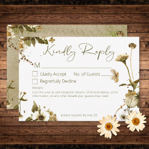 Cartão RSVP Casamento de Summer Wildflower & Daisies Sem Janto