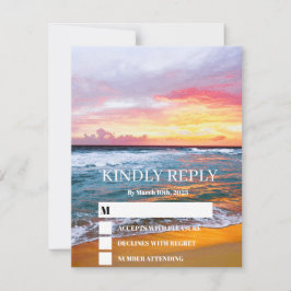 Cartão RSVP Casamento de Sunset Beach Tropical Ocean