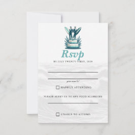 Cartão RSVP Casamento de surfs