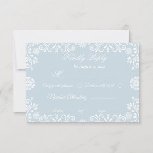 Cartão RSVP Casamento de Talavera Azul Gelo
