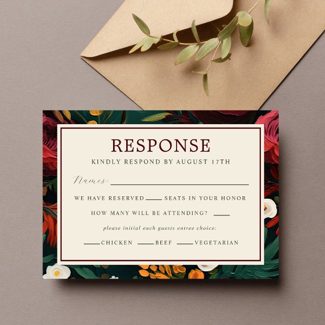 Cartão RSVP Casamento de Teal Verde Cinzento Pintado (Criador carregado)