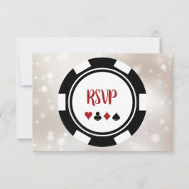 Cartão RSVP Casamento De Tema Chip Casino Do Pôquer Branco E P
