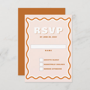 Cartão RSVP Casamento de Terracotta com Curva ondulada traçada