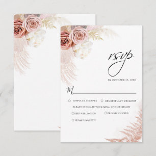 Cartão RSVP Casamento de Terracotta com Pampas Elegante Botâni