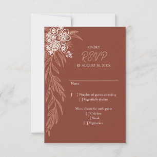 Cartão RSVP Casamento de Terracotta Floral Botânico