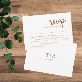 Cartão RSVP Casamento de Terracotta Minimalista Elegante