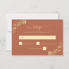 Cartão RSVP Casamento de Terracotta Rust Eucalyptus Foliage Do