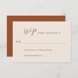 Cartão RSVP Casamento de Texto de Terracotta Minimalista Moder