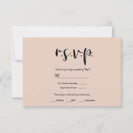 Cartão RSVP Casamento de Tipo Preto Minimalista Moderno QUALQU