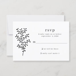Cartão RSVP Casamento de Tipografia Botânica Simples