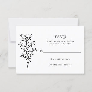 Cartão RSVP Casamento de Tipografia Botânica Simples