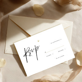 Cartão RSVP Casamento de Tipografia Caligráfica Minimalista