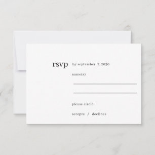 Cartão RSVP Casamento de Tipografia Negra Formal de Chic Moder