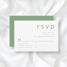 Cartão RSVP Casamento de Tipografia Simples Sage Green