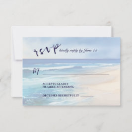 Cartão RSVP Casamento de Trendy Beach Watercolor Ocean