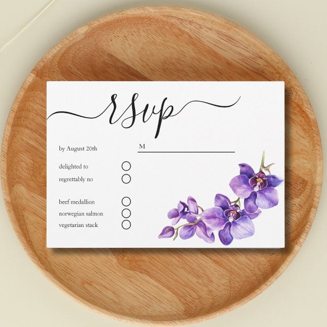 Cartão RSVP casamento de um guião floral Orchid (Criador carregado)