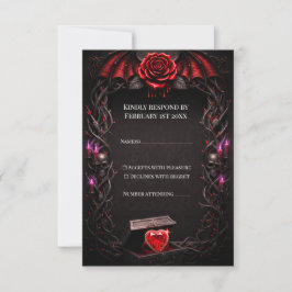 Cartão RSVP Casamento de Vampiro Gótico de Noite Eterna Romanc